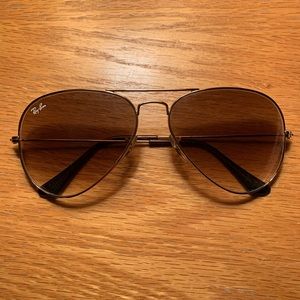 Brown Gold Gradient Ray Bans with leather case